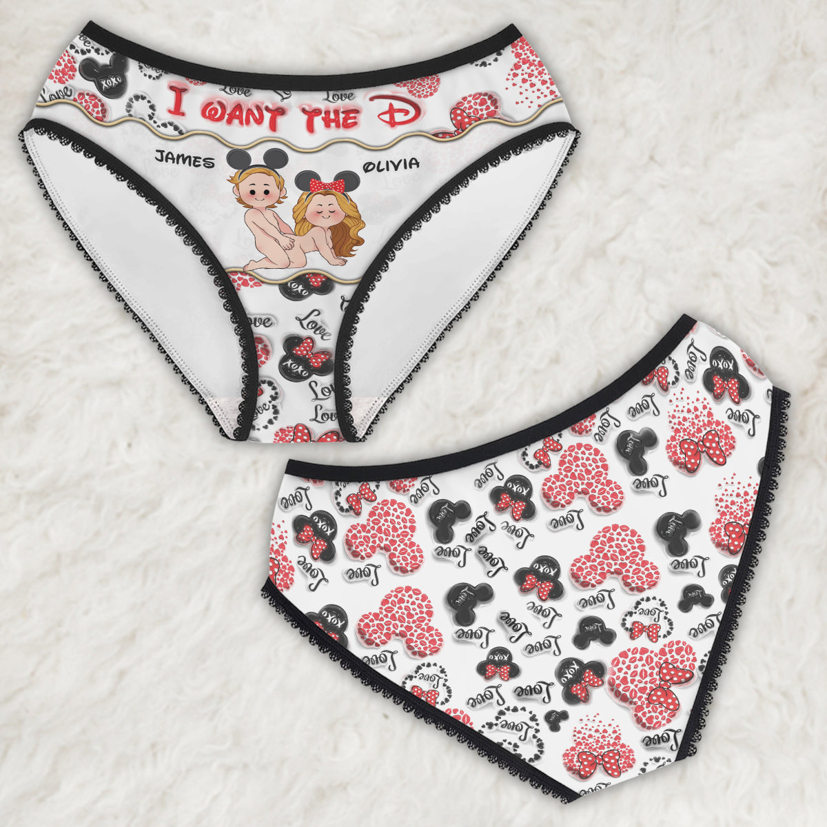 Personalized Lace Border Women's Briefs Custom Name Gift for Her Lace Border Women Briefs GradoCreations