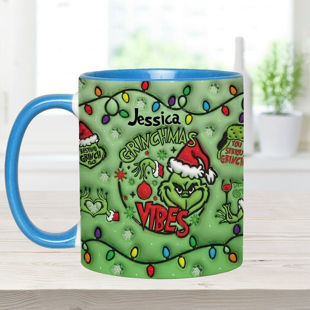 Personalized Grinchmas Vibes Accent Mug Custom Name Gift Accent Mug GradoCreations