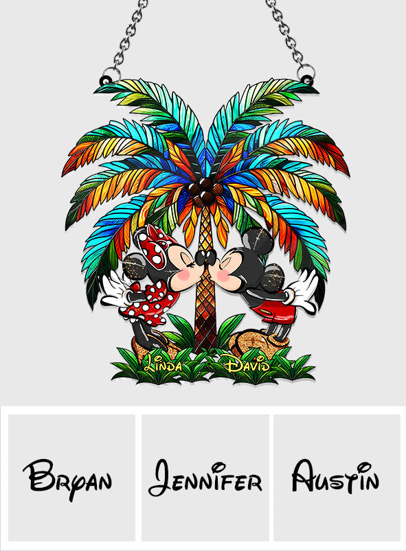 Personalized Palm Tree Suncatcher Ornament Gift for Couples Window Hanging Suncatcher Ornament GradoCreations