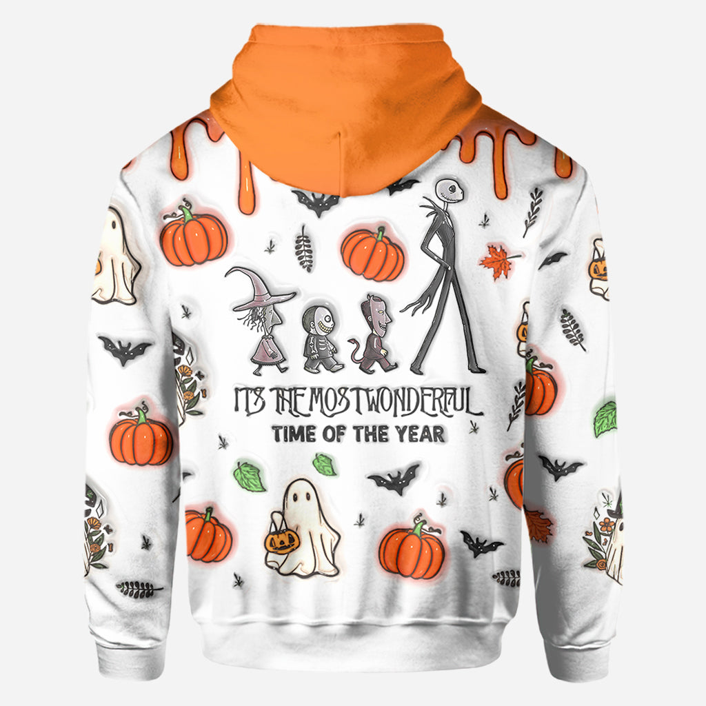 Personalized Autumn Skeleton All Over Shirt Custom Name Halloween Gift All Over Shirt GradoCreations