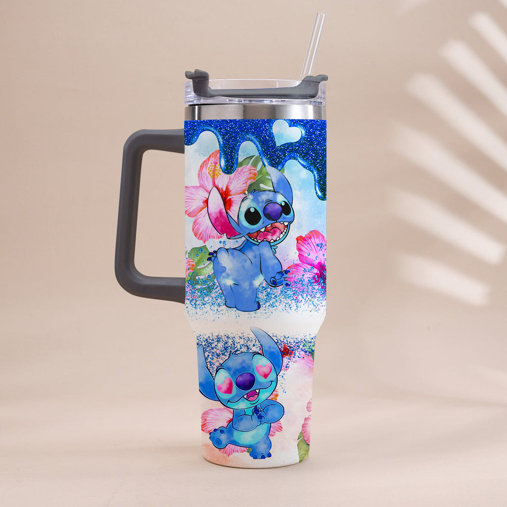 Personalized Tropical Vibe Tumbler With Handle Custom Name Gift Tumbler With Handle GradoCreations