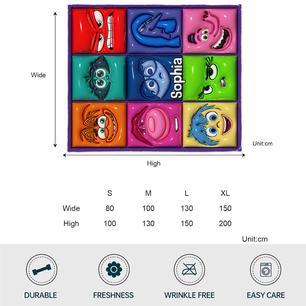 Personalized Flannel Blanket with Emotions Design for Kids Blanket GradoCreations