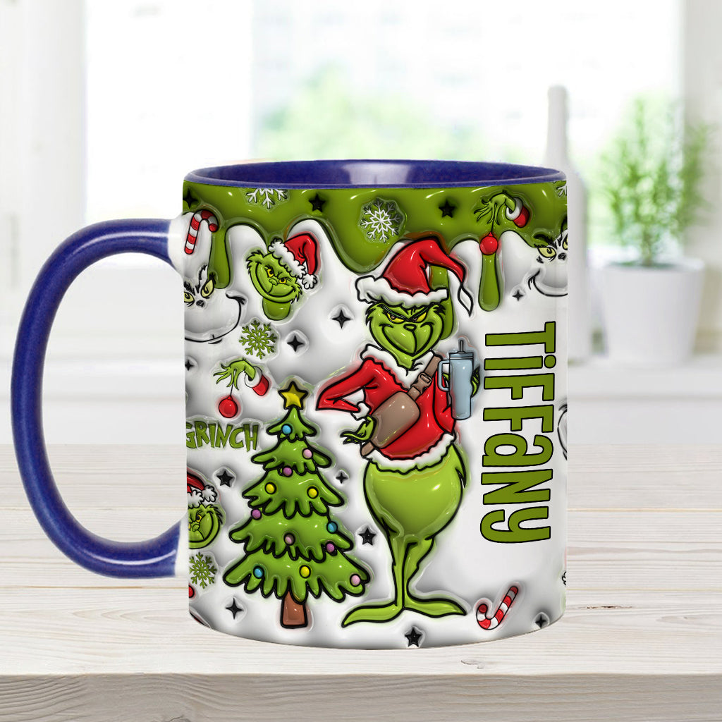 Personalized Grinch Accent Mug Custom Name Gift for Christmas Accent Mug GradoCreations