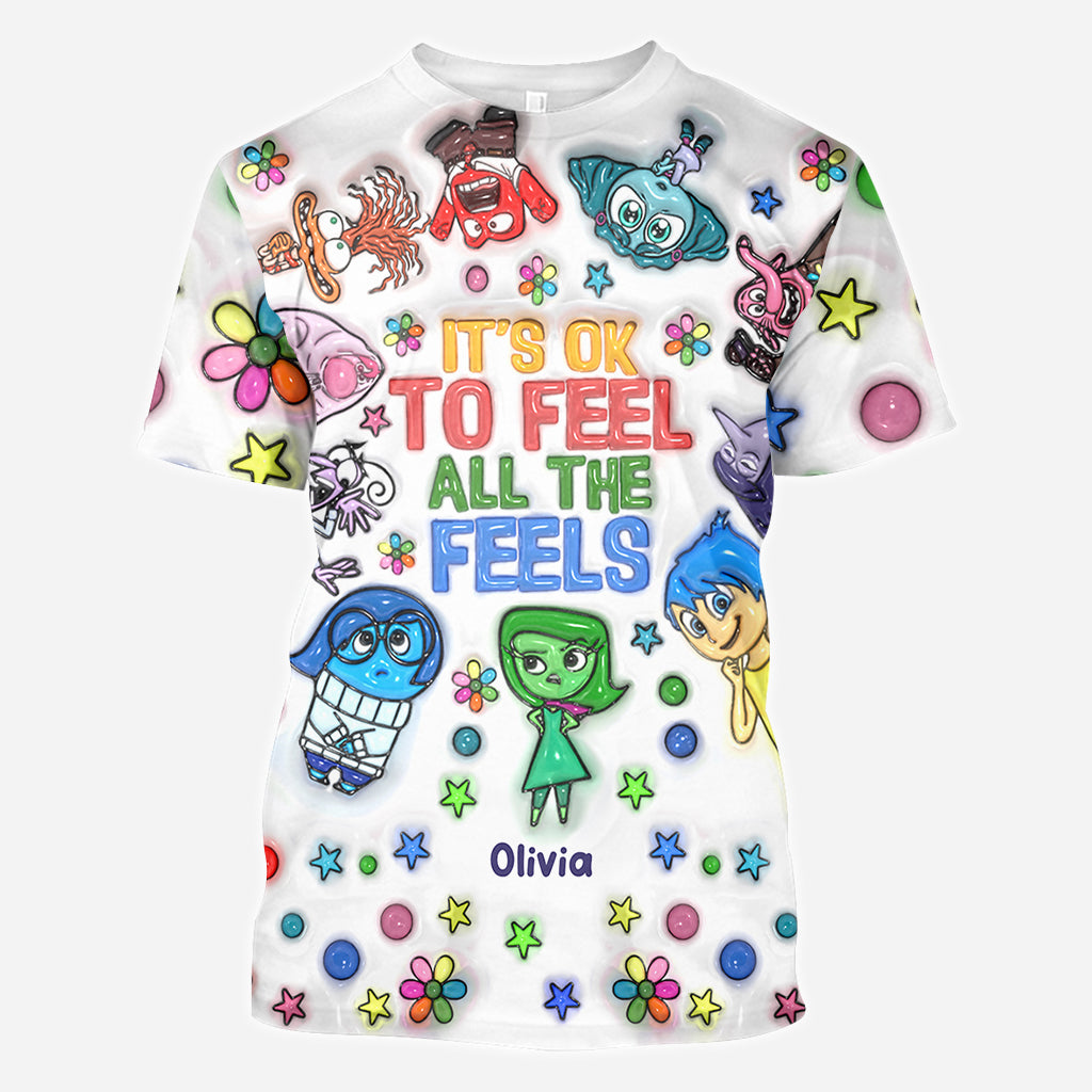 Personalized All Over Shirt with Fun 'All The Feels' Design for Kids All Over Shirt GradoCreations
