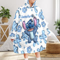 Personalized Blanket Hoodie with Custom Name and Stitch Design Blanket Hoodie GradoCreations