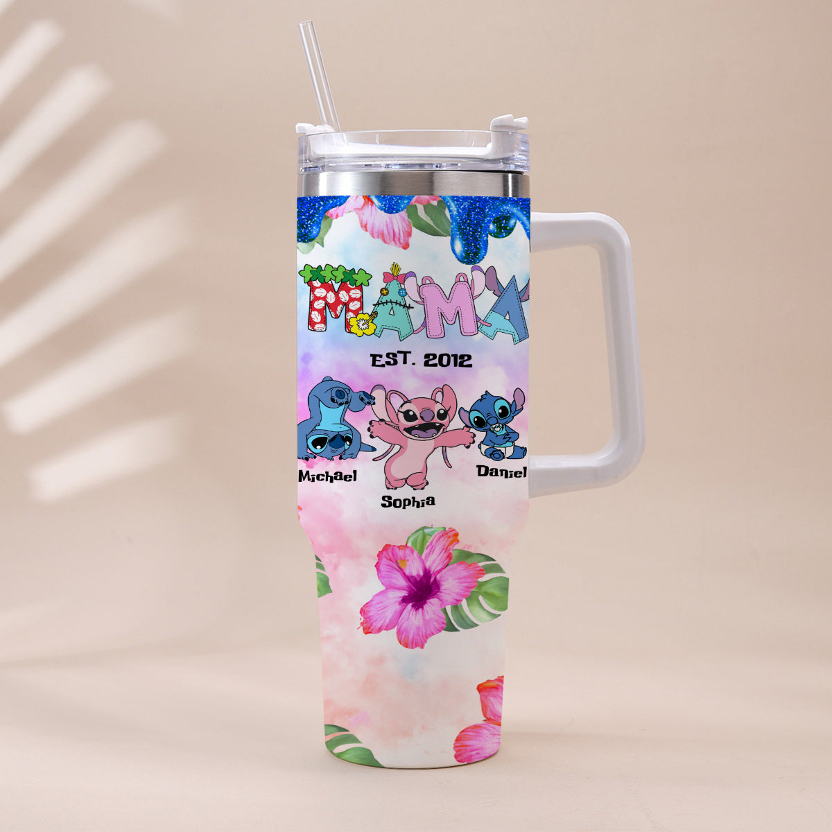 Personalized Ohana Tumbler with Handle Custom Name Gift for Mom Tumbler With Handle GradoCreations