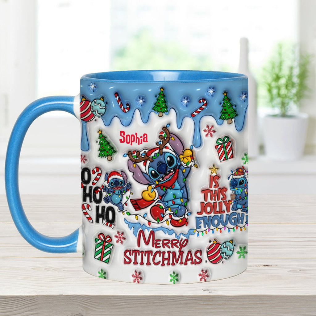 Personalized Merry Stitchmas Accent Mug Custom Name Gift Accent Mug GradoCreations