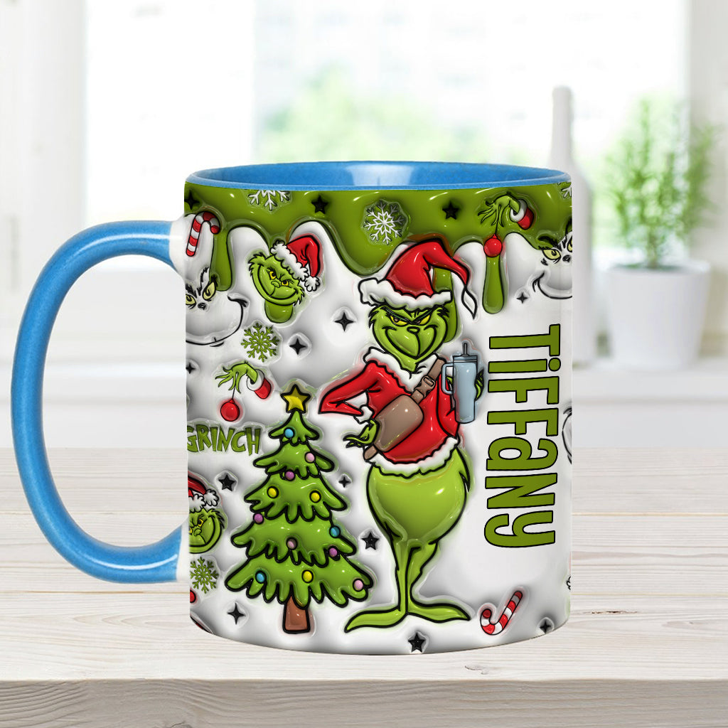 Personalized Grinch Accent Mug Custom Name Gift for Christmas Accent Mug GradoCreations