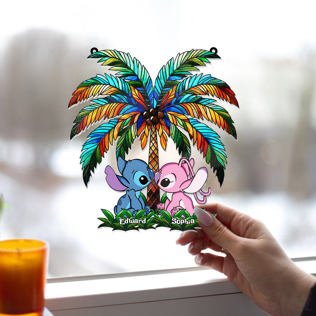Personalized Ohana Suncatcher Ornament for Couples | Romantic Decor Window Hanging Suncatcher Ornament GradoCreations