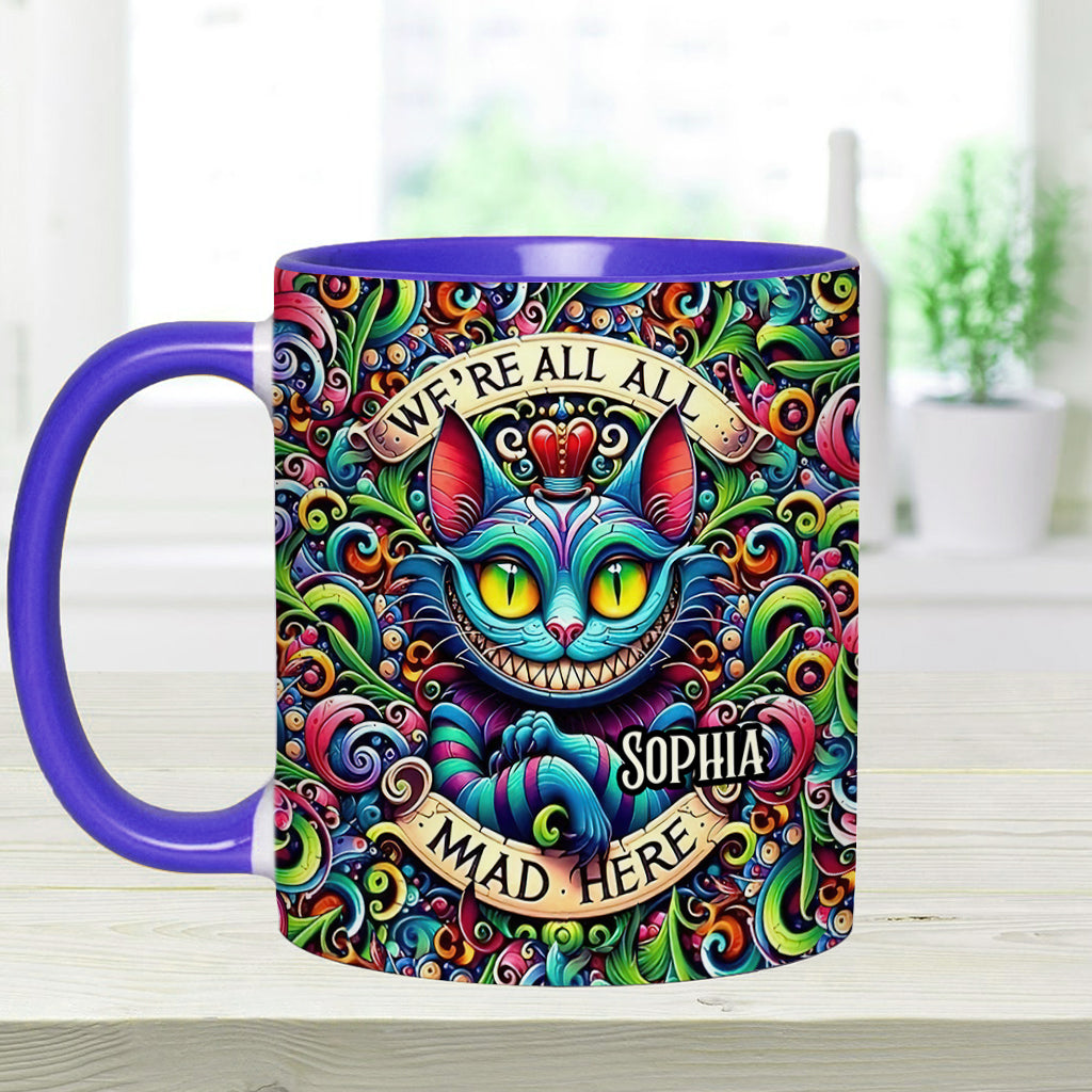 Personalized Ceramic Accent Mug with Colorful Cat Design for Birthdays or Christmas Accent Mug GradoCreations
