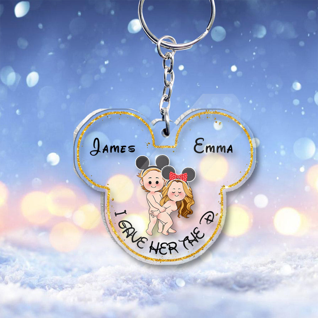 Personalized Acrylic Mouse Ears Keychain Custom Name Gift for Couple One-sided Keychain GradoCreations
