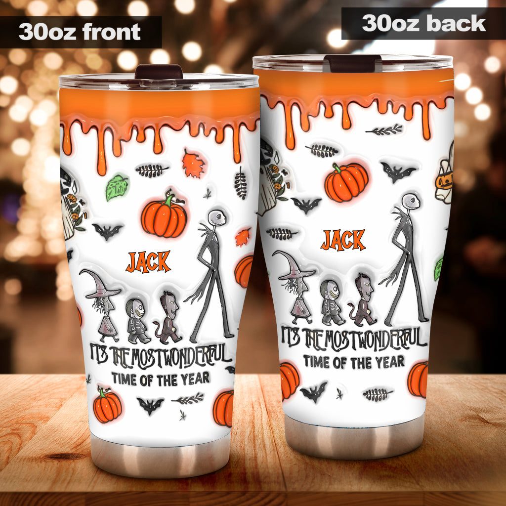 Personalized Halloween Tumbler with Autumn Skeleton Design for Unique Gifts Tumbler GradoCreations