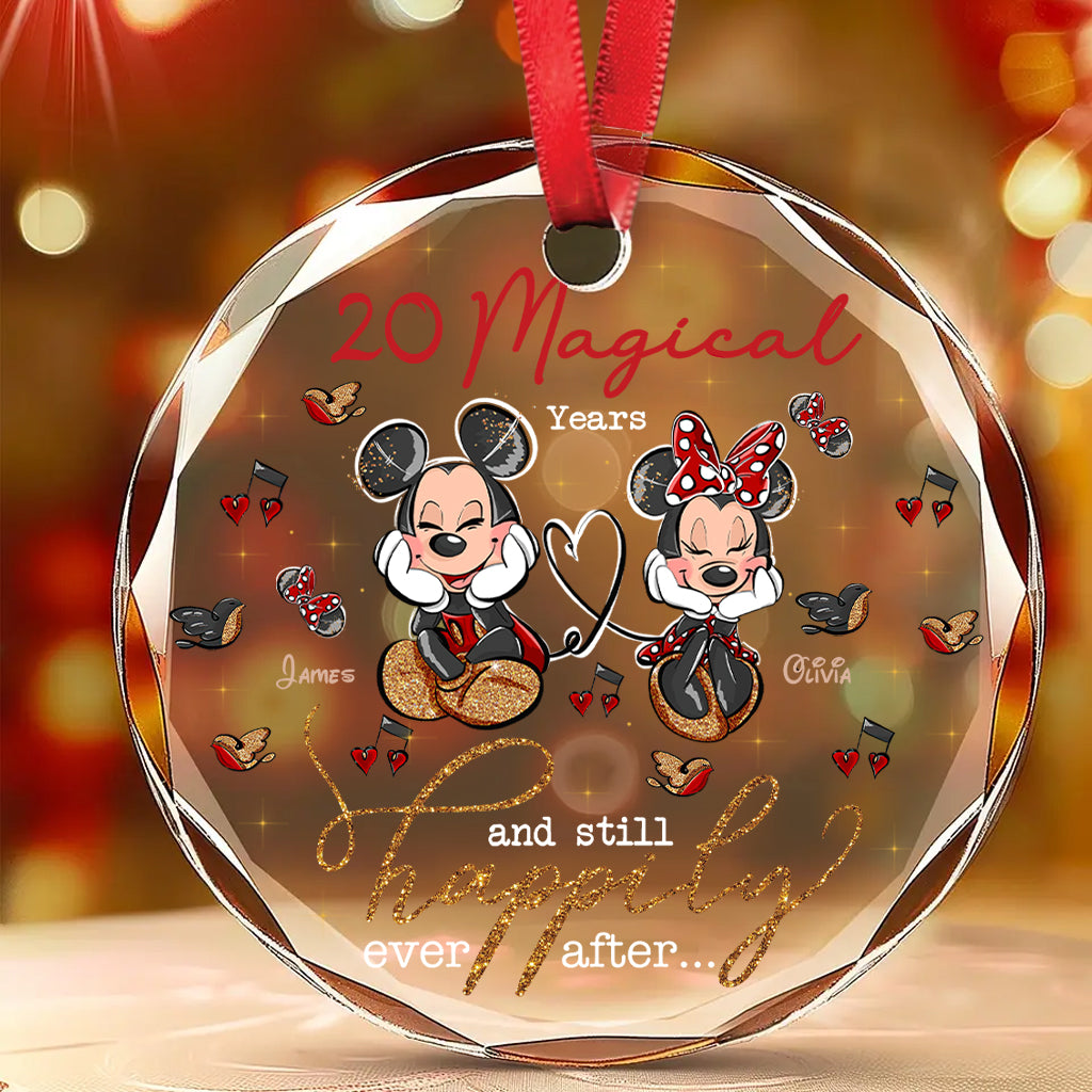 Personalized Round Glass Ornament Custom Love Gift for Couples Round Shaped Glass Ornament GradoCreations