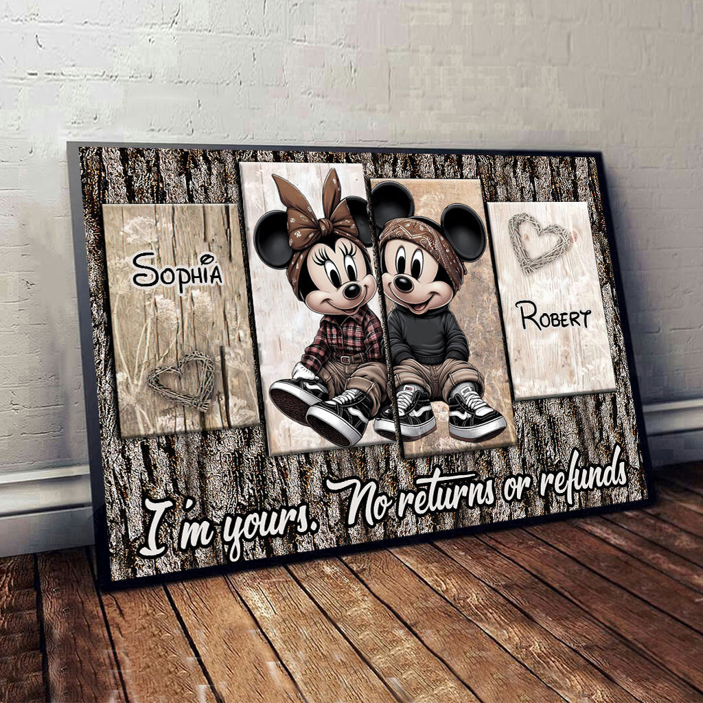 Personalized Mouse Mickey Minnie Canvas Art Gift for Couple Canvas And Poster GradoCreations