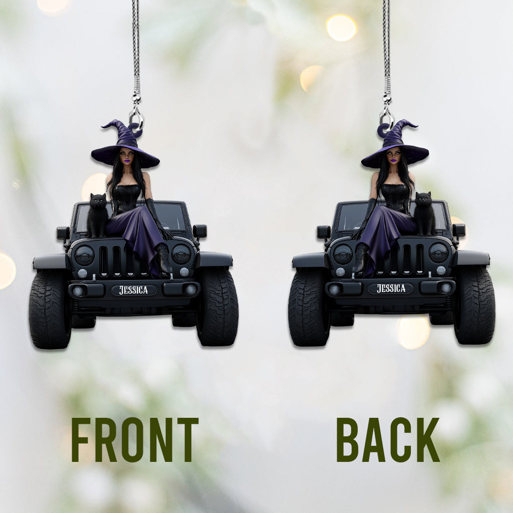 Personalized Witch Car Ornament Custom Name Gift for Halloween Car Ornament GradoCreations