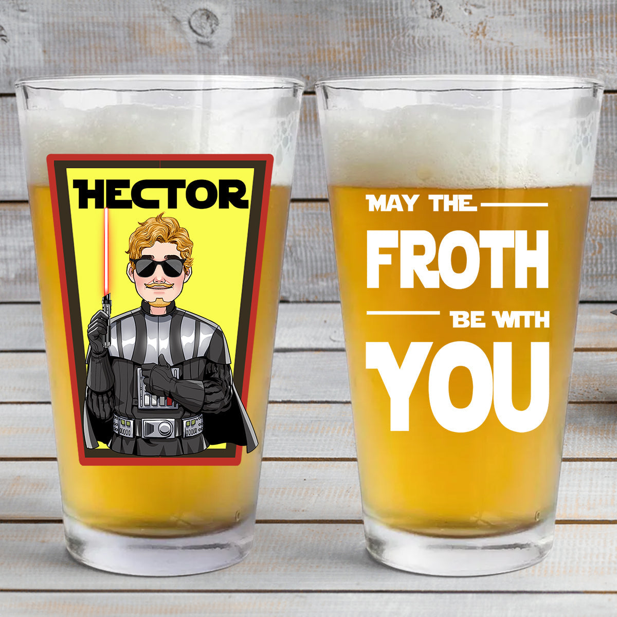 Personalized Beer Glass May The Froth Be With You Custom Gift for Dad Beer Glass GradoCreations