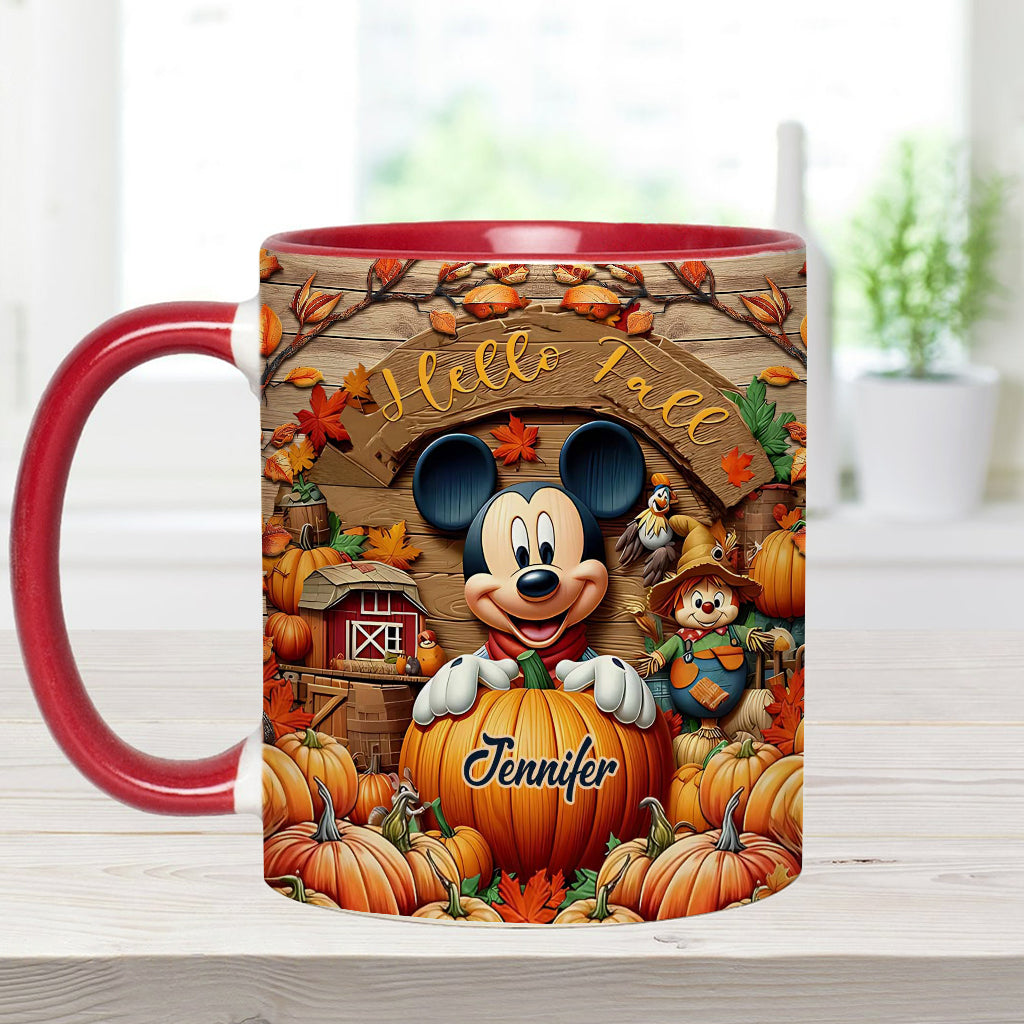 Personalized Hello Fall Accent Mug Custom Name Gift Idea Accent Mug GradoCreations