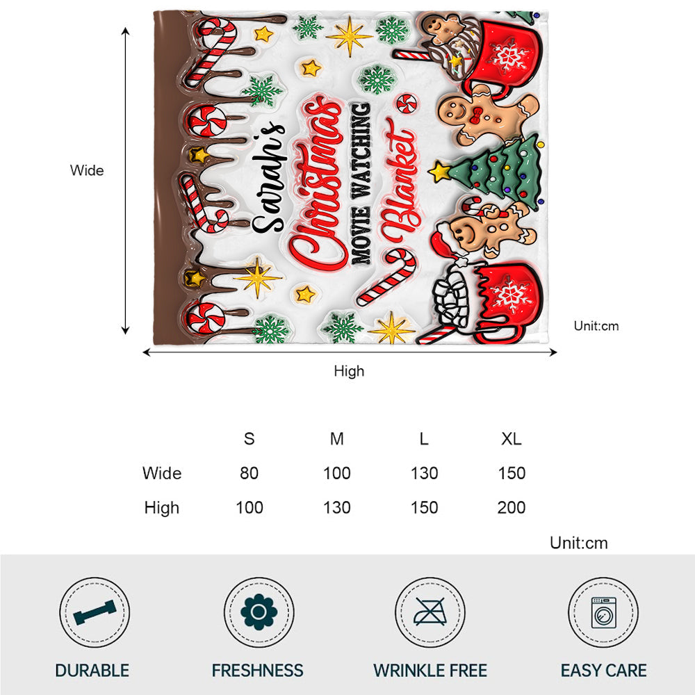 Personalized Christmas Movie Watching Blanket Custom Name Gift Blanket GradoCreations