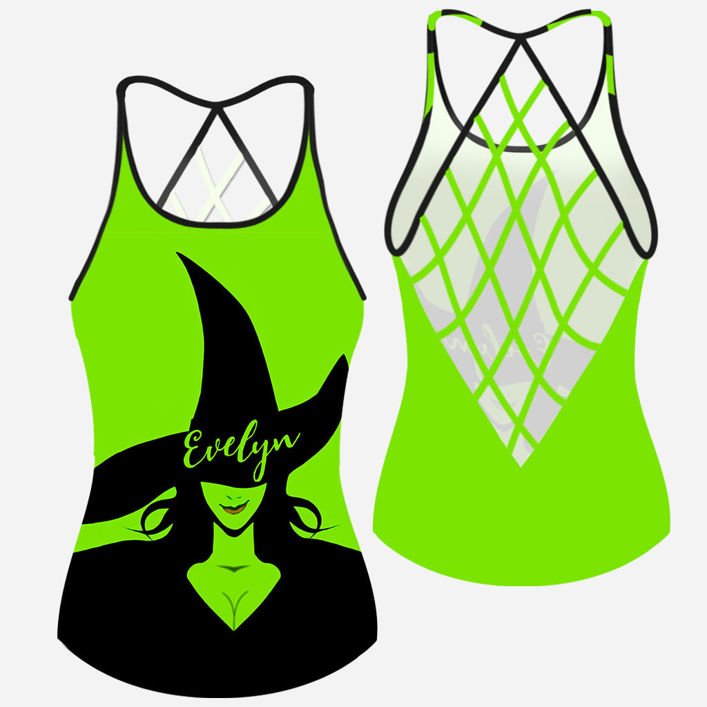 Personalized Witch Cross Tank Top with Custom Name for Halloween Cross Tank Top GradoCreations