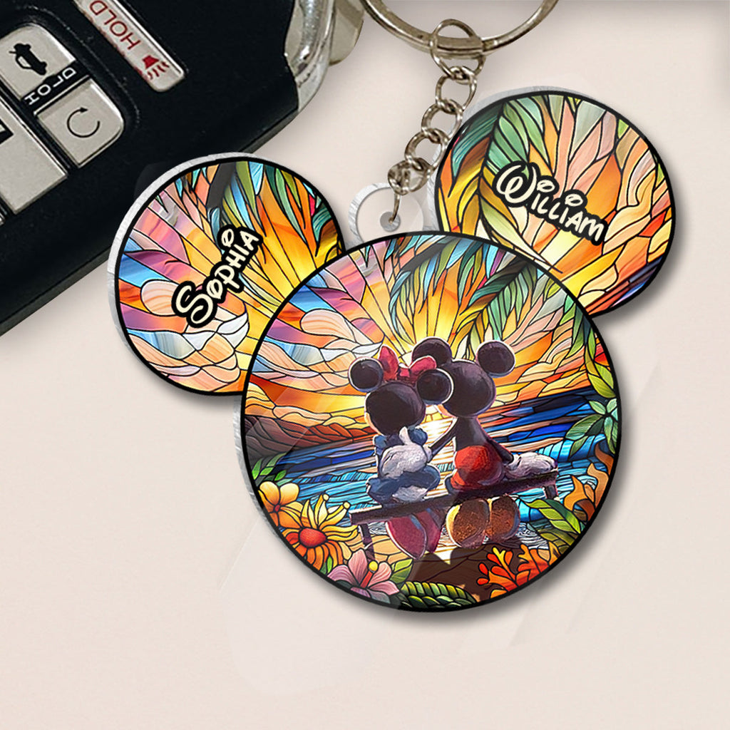 Personalized Acrylic Mouse Keychain Custom Names Gift for Couples One-sided Keychain GradoCreations
