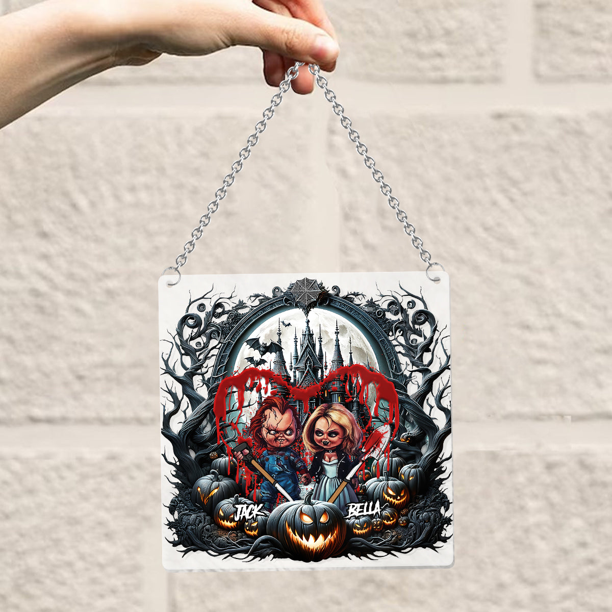 Personalized Halloween Suncatcher Ornament Custom Name Gift Window Hanging Suncatcher Ornament GradoCreations