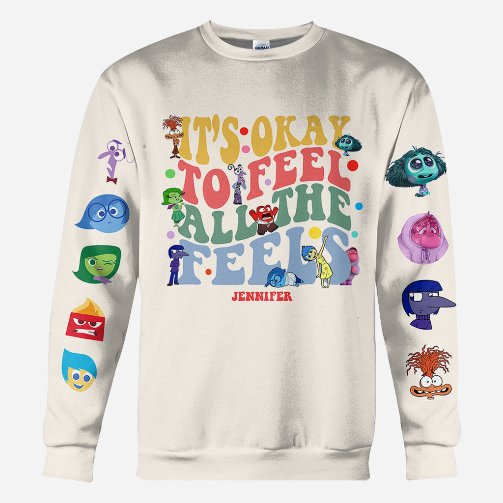 Personalized All Over Shirt for Kids - It's Ok to Feel All the Feels Gift Idea All Over Shirt GradoCreations