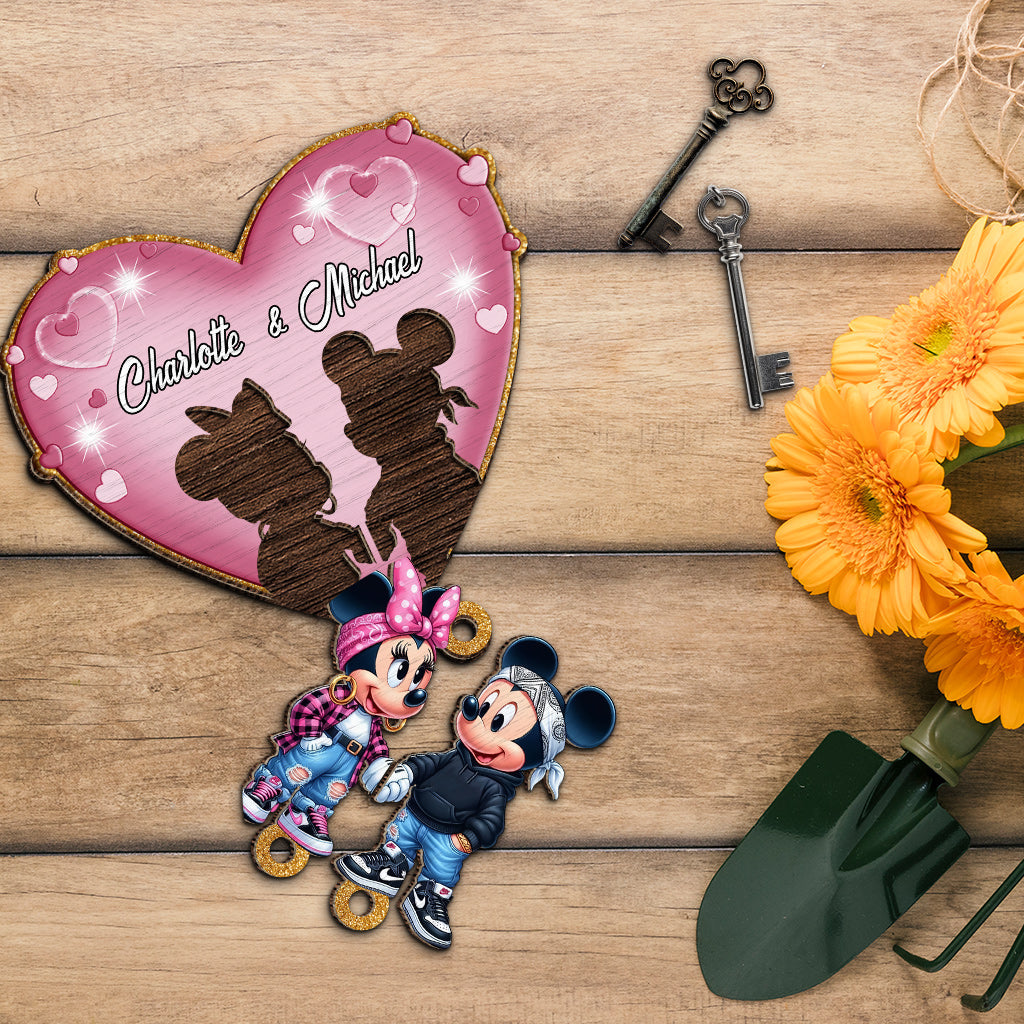 Personalized Wood Key Holder with Heart Design for Couples Key Holder GradoCreations