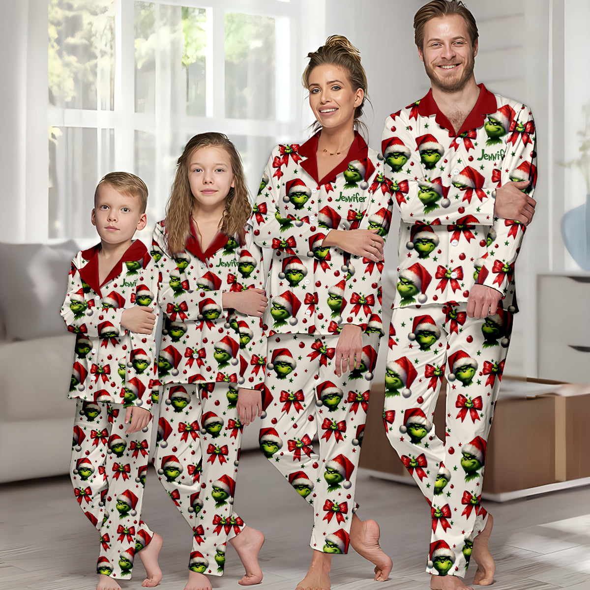 Personalized Grinchmas Button Down Pajamas for Christmas Button Down Pajamas GradoCreations
