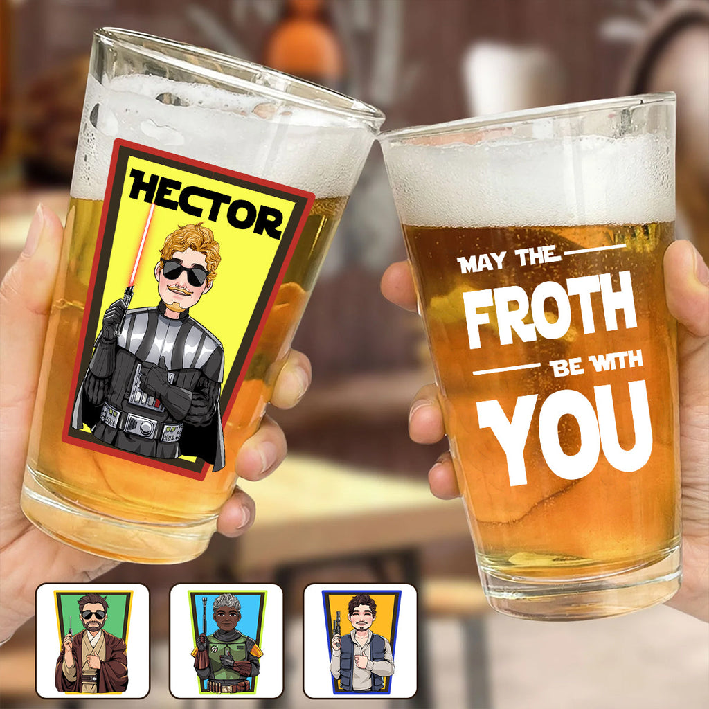 Personalized Beer Glass May The Froth Be With You Custom Gift for Dad Beer Glass GradoCreations