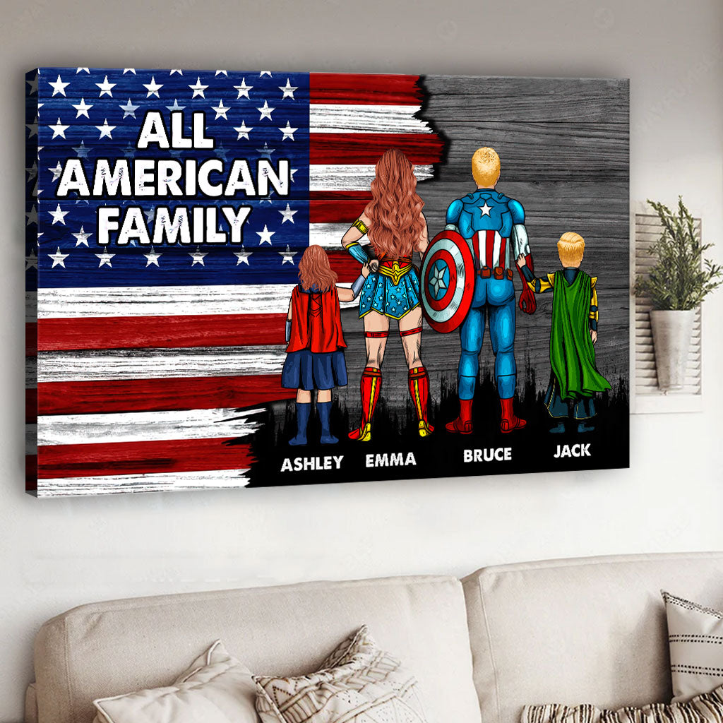 Personalized Family Canvas Wall Art Custom Names USA Gift Canvas And Poster GradoCreations