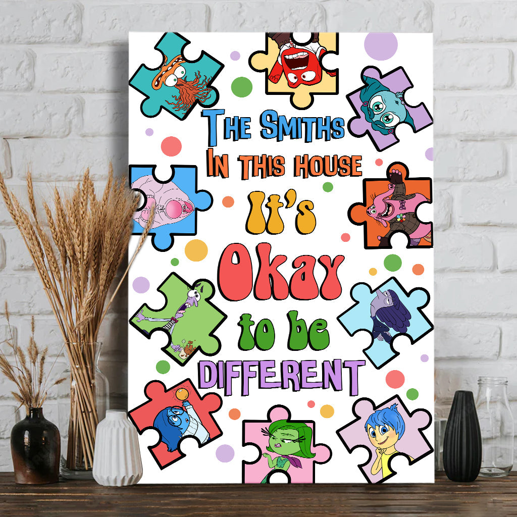 Personalized Puzzle Theme Canvas Print It's Okay to Be Different Canvas And Poster GradoCreations