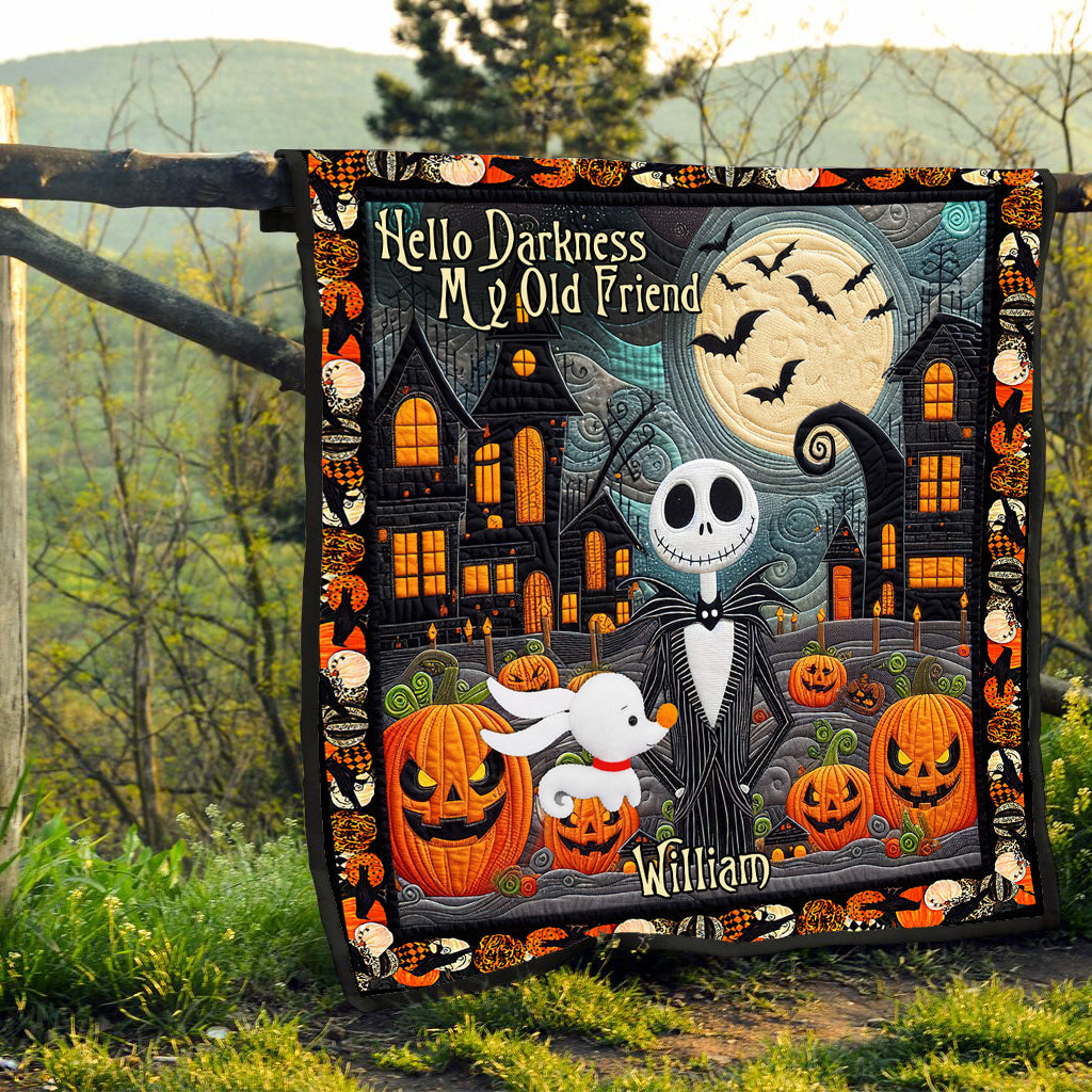 Personalized Halloween Quilt Hello Darkness My Old Friend Gift Quilt GradoCreations