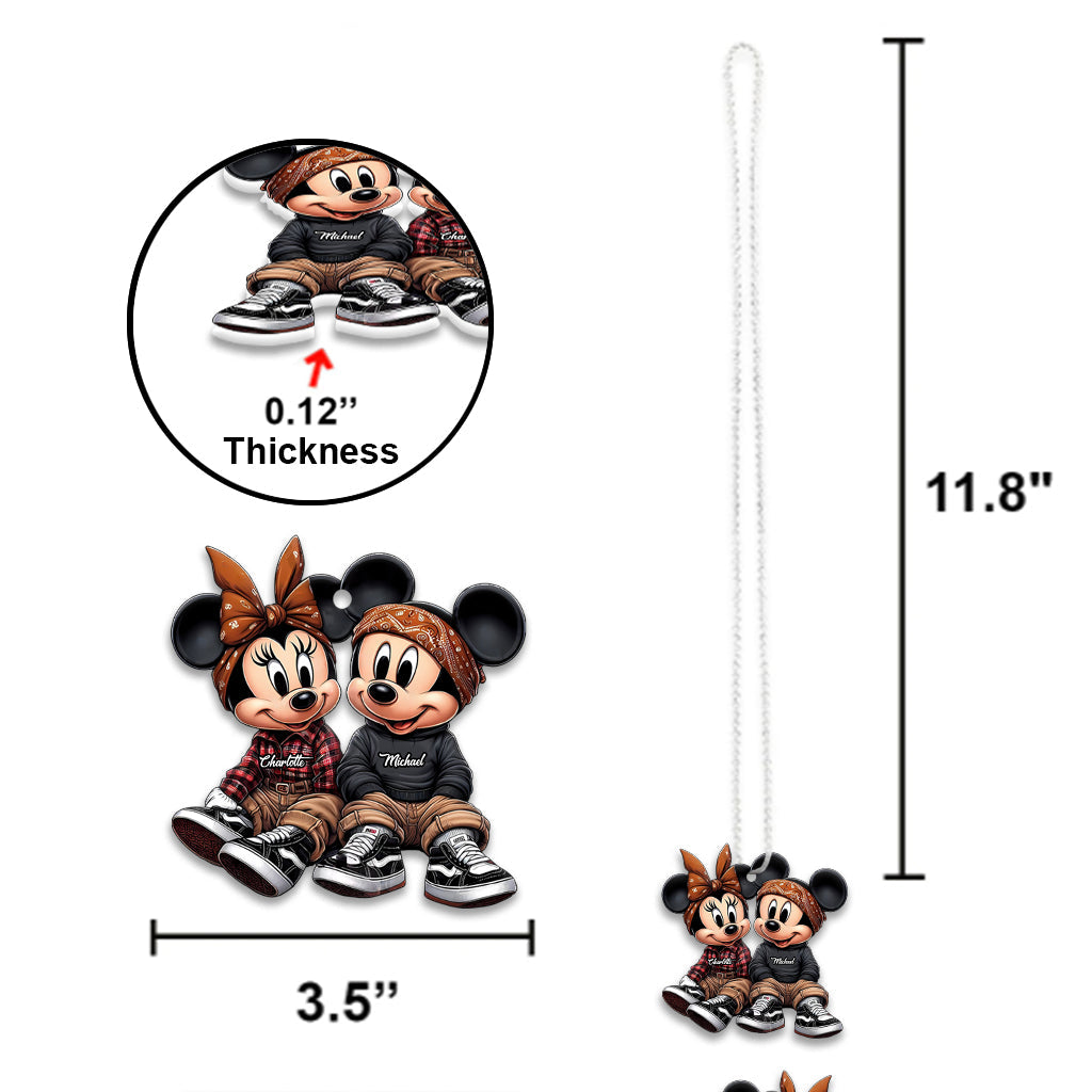 Personalized Couple Mouse Car Ornament Custom Names Gift Car Ornament GradoCreations