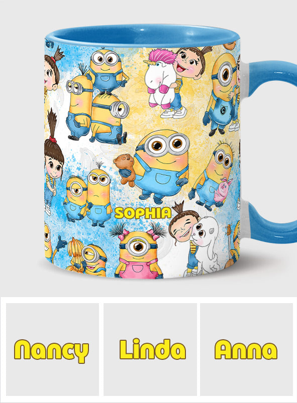 Personalized Yellow Monster Accent Mug for Kids - Custom Name Gift Accent Mug GradoCreations
