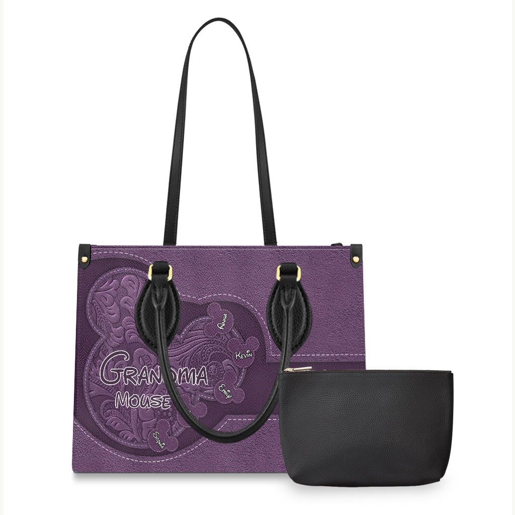 Personalized Mouse Ears Leather Handbag Custom Name Gift for Grandma Leather Handbag GradoCreations