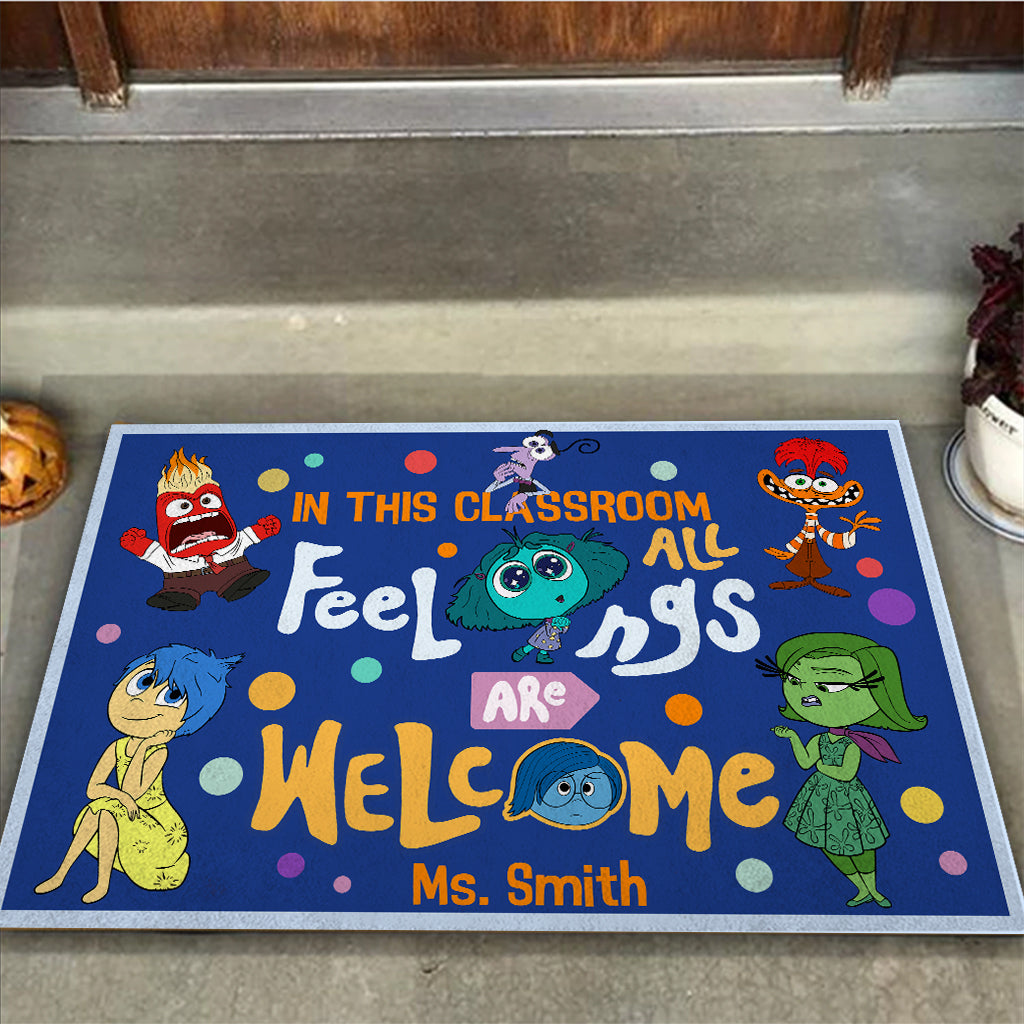 Personalized Classroom Doormat All Feelings Welcome Gift for Teacher Doormat GradoCreations
