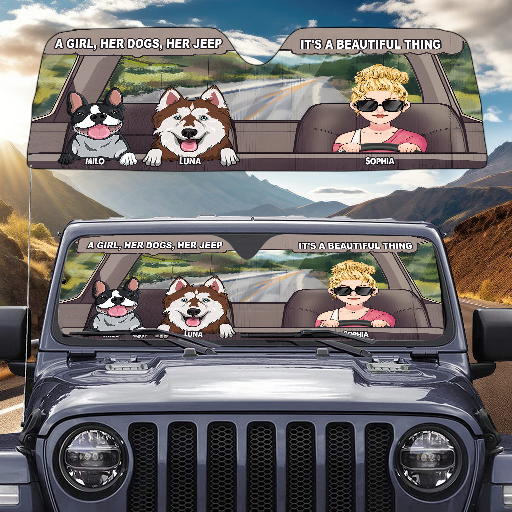 Personalized Dog Car Sunshade Custom Name Gift for Dog Lovers Car Sunshade GradoCreations