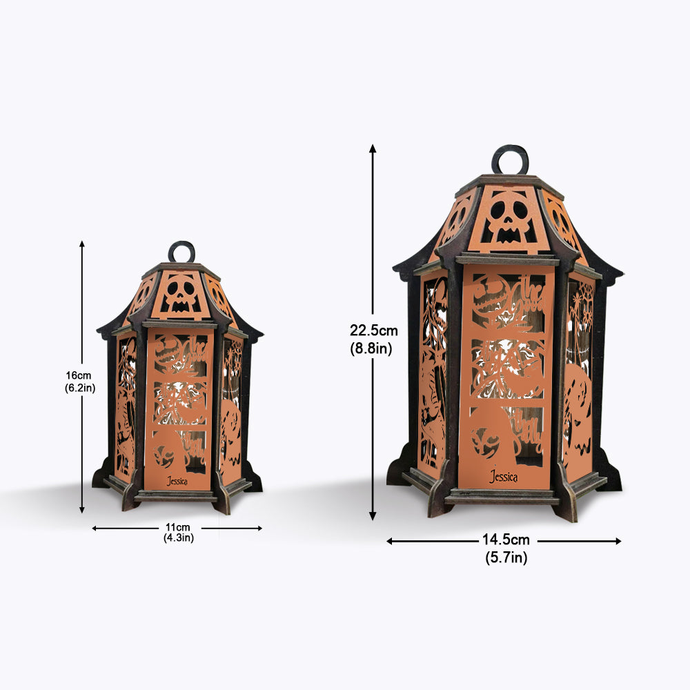 Personalized Wooden Laser Cut Lantern Halloween Decor Gift Laser Cut Lantern GradoCreations