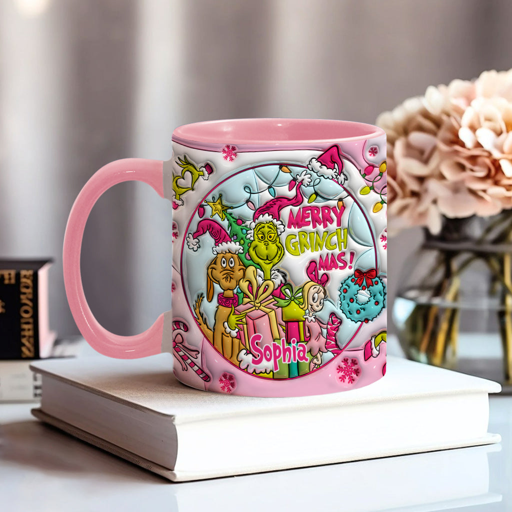 Personalized Merry Grinchmas Accent Mug Custom Name Holiday Gift Accent Mug GradoCreations