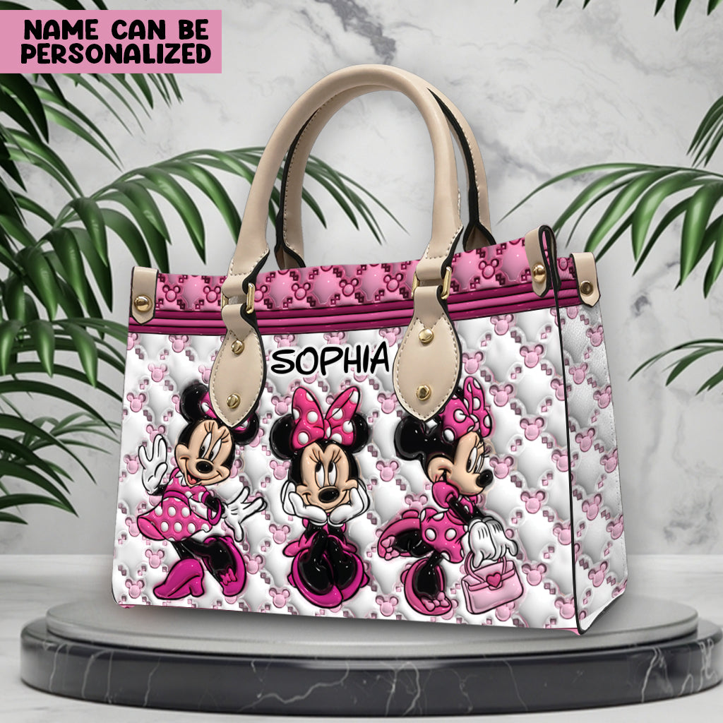 Personalized Pink Leather Handbag with Name - Cute Gift for Mom Leather Handbag GradoCreations
