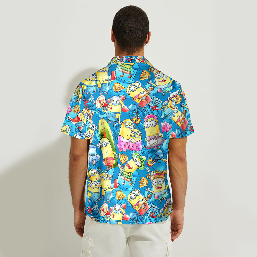Personalized Hawaiian Shirt with Fun Yellow Monsters, Summer Gift for Family Hawaiian Shirt GradoCreations