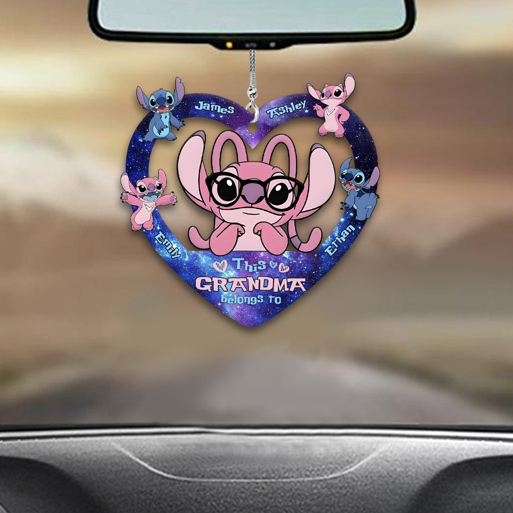 Customizable Grandma Car Ornament Gift for Grandma | Acrylic Heart Design One-sided Car Ornament GradoCreations