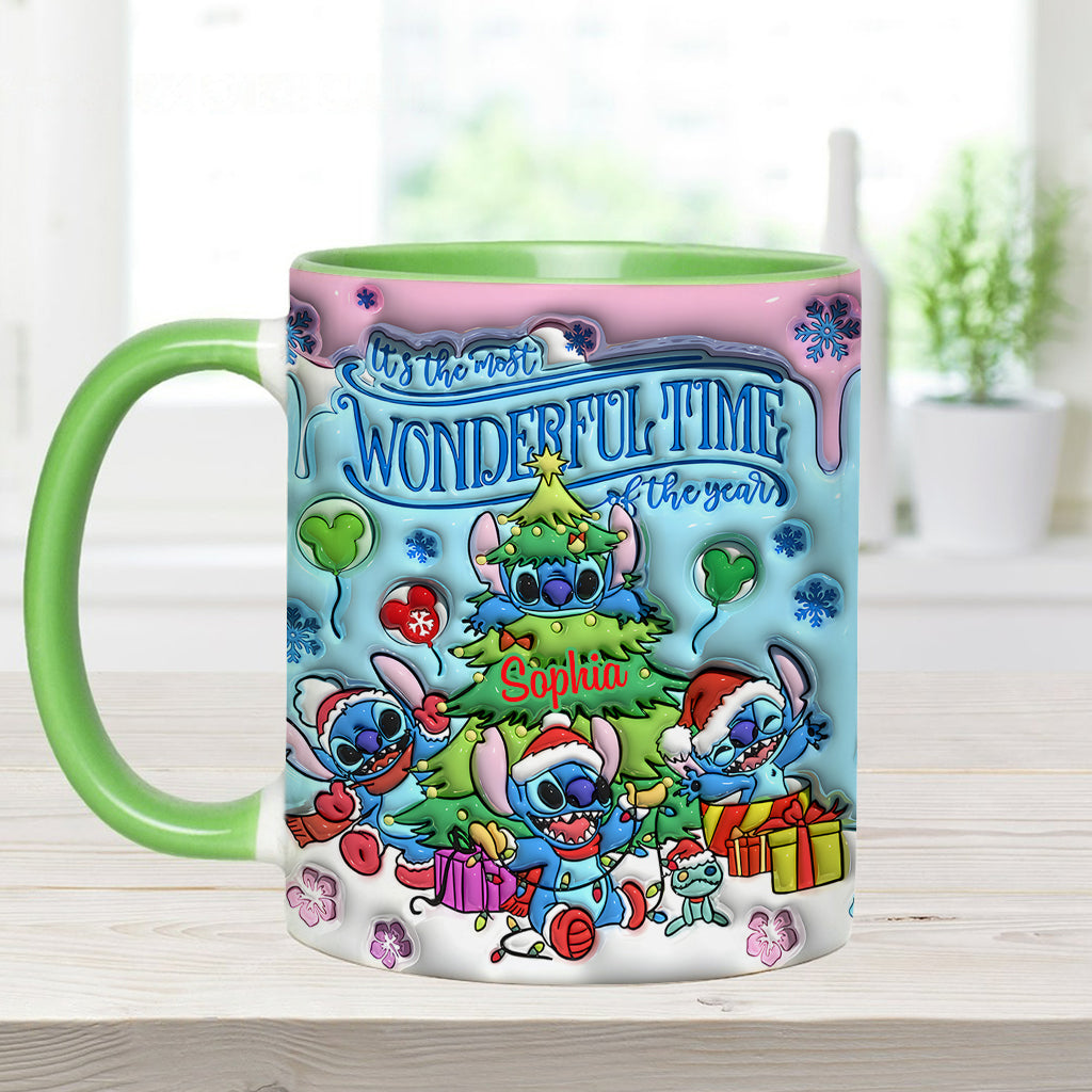 Personalized Merry Stitchmas Accent Mug Custom Name Gift for Christmas Accent Mug GradoCreations