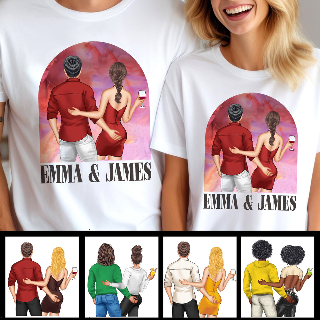 Personalized Couple T-Shirt & Hoodie Unique Gift for Anniversary or Valentine's Day T-shirt & Hoodie GradoCreations