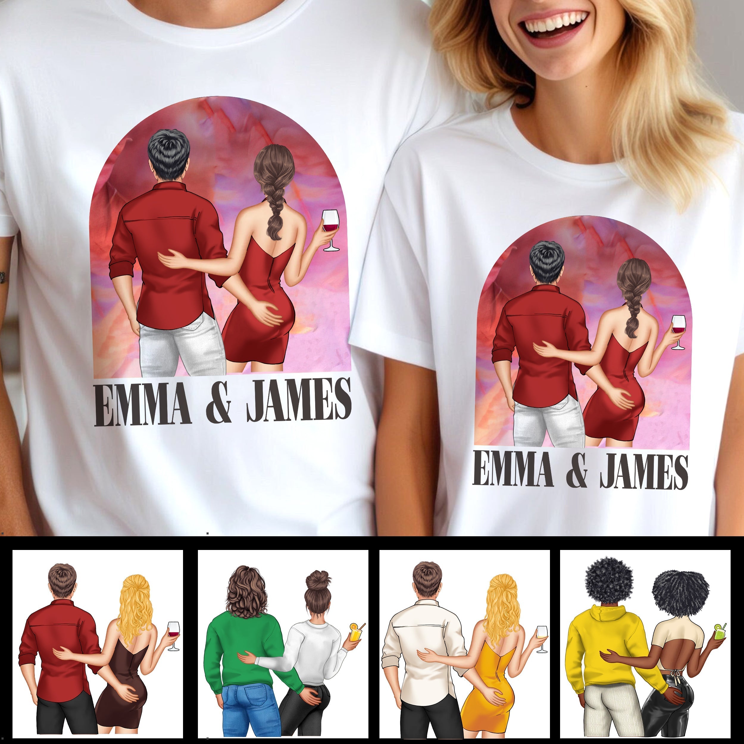 Personalized Couple T-Shirt & Hoodie Unique Gift for Anniversary or Valentine's Day T-shirt & Hoodie GradoCreations