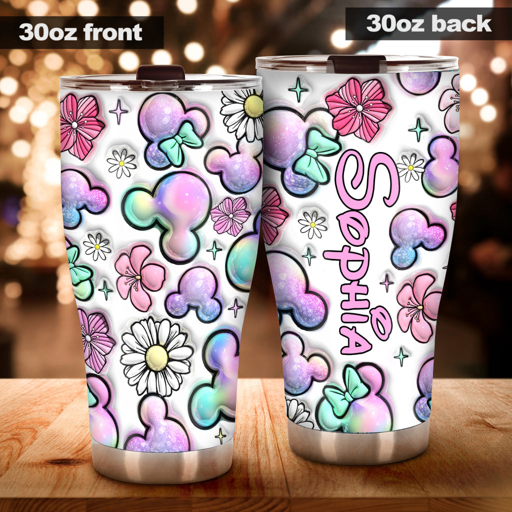 Personalized Tumbler with Puffy Mouse Ears Design Gift Idea Tumbler GradoCreations