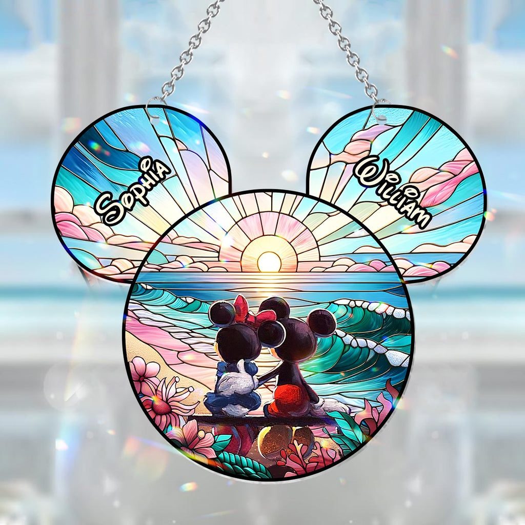 Personalized Sunrise Mouse Window Hanging Suncatcher Gift for Couples Window Hanging Suncatcher Ornament GradoCreations