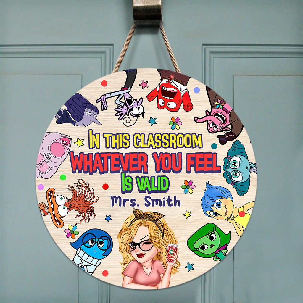 Personalized Classroom Round Wood Sign Custom Name Gift for Teacher Round Wood Sign GradoCreations