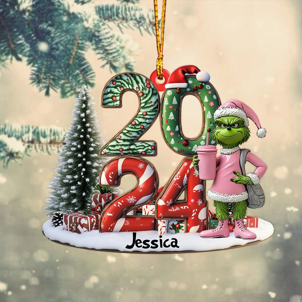 Personalized Grinch Christmas Ornament Custom Shaped Gift 2024 One-sided Custom Shaped Ornament GradoCreations