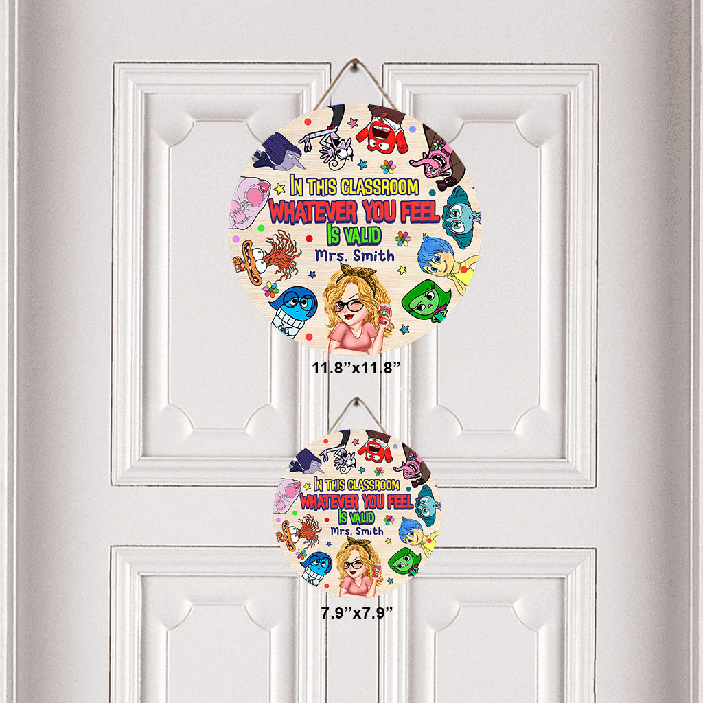 Personalized Classroom Round Wood Sign Custom Name Gift for Teacher Round Wood Sign GradoCreations